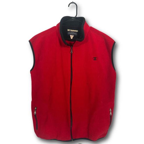 Champion Other - Red Retro Fleece Champion Vest with Full Zip Pocketed Fleece